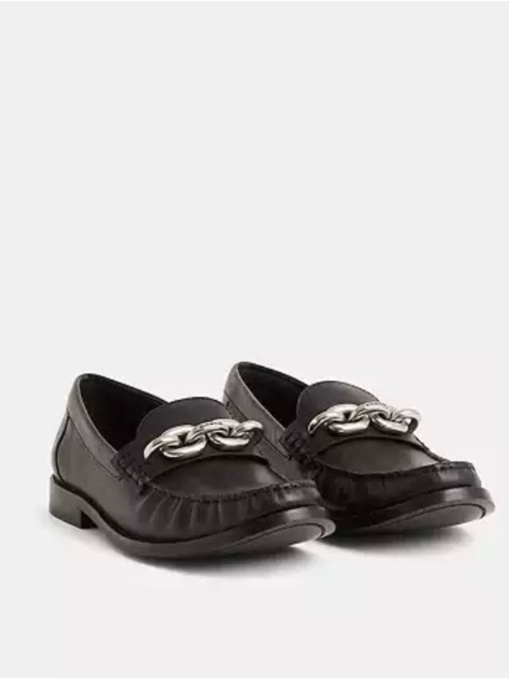 Coach Women's Black with Silver Chain Jess Slip-on Loafer Flats